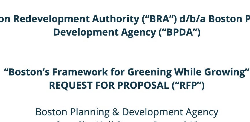 Boston’s Framework for Greening While Growing RFP